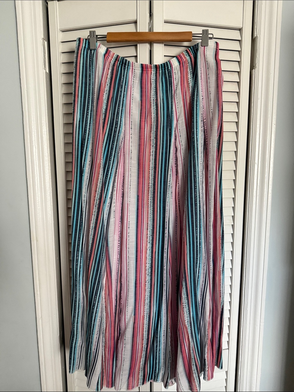 Zac & Rachel Multicolor Striped Maxi Skirt — Pink, Teal & Black